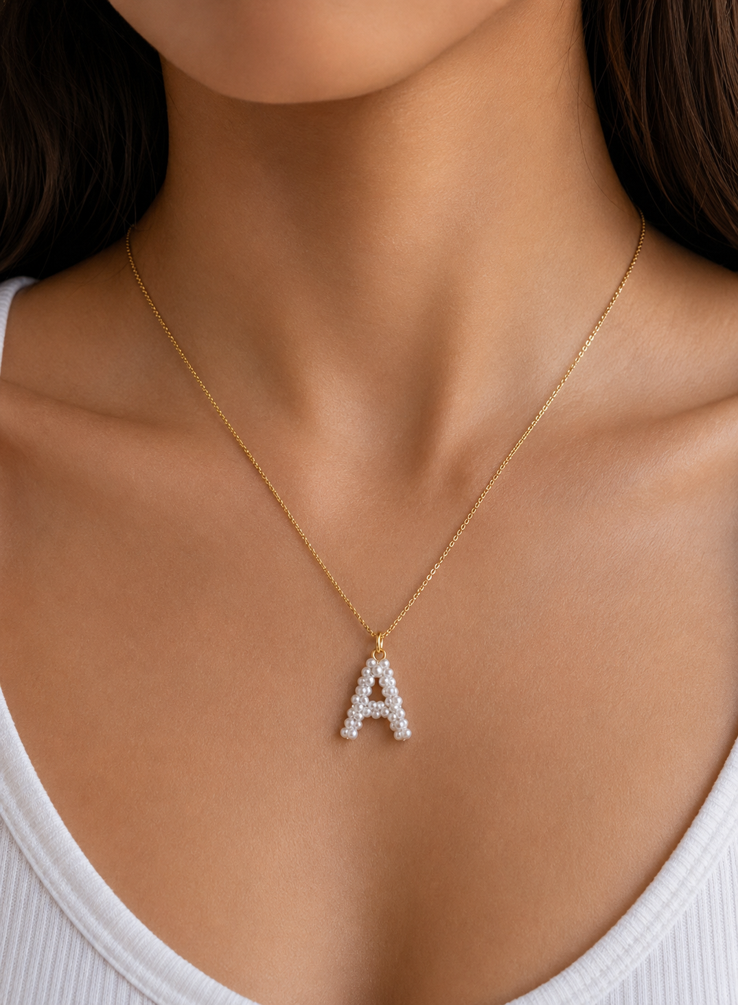 Lumière Pearl Initial Letter Necklace