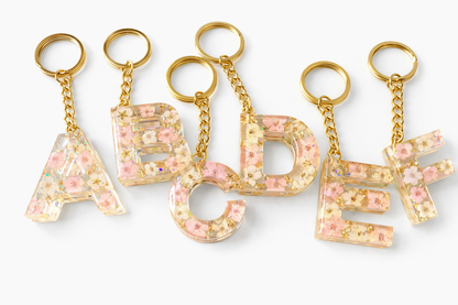 Floral Initial Letter Keychain