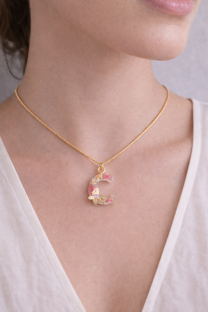 Fleur Élégance Initial Necklace