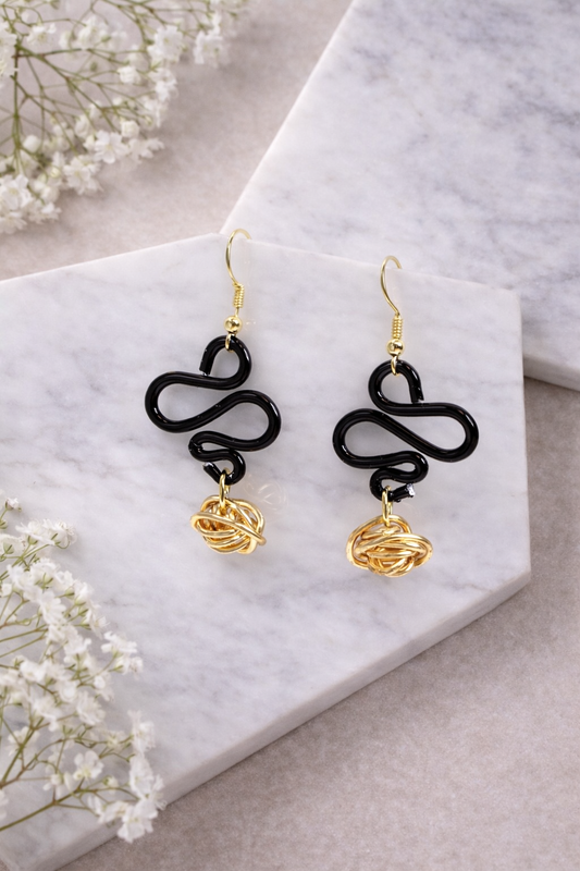 Wire  Wrapped Earrings, Gold Fantasy Jewelry