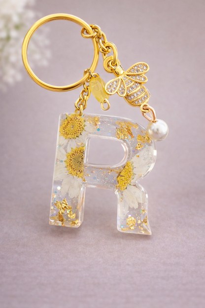 Real Flower resin keychain