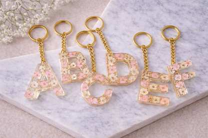 Floral Initial Letter Keychain