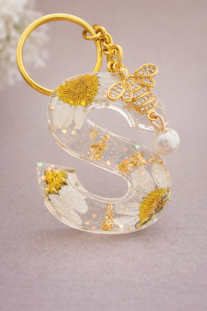 Real Flower resin keychain